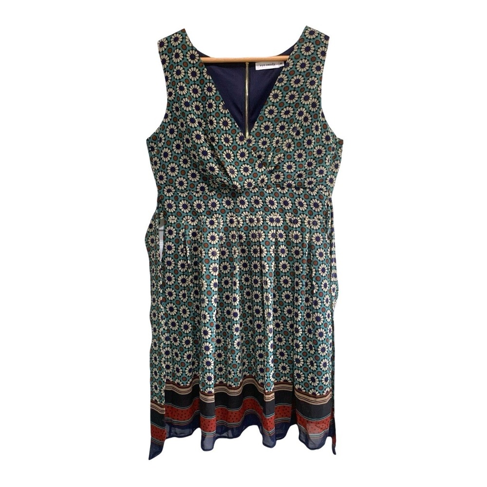 Gardencore CottageCore Floral Print Sleeveless V Neck Midi Dress Medium